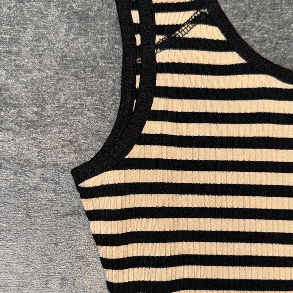 DEREK HEART- NWOT Striped Black and Tan Midi Dress Size Medium - Picture 3 of 7